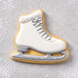 4 Inch Ice Skate Metal Cookie Cutter shaped cookie decorated in white and silver with a classic design.