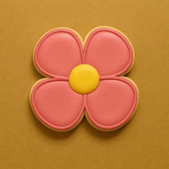 Cookie made from a 3.5 inch Four Petal Flower Metal Cookie Cutter