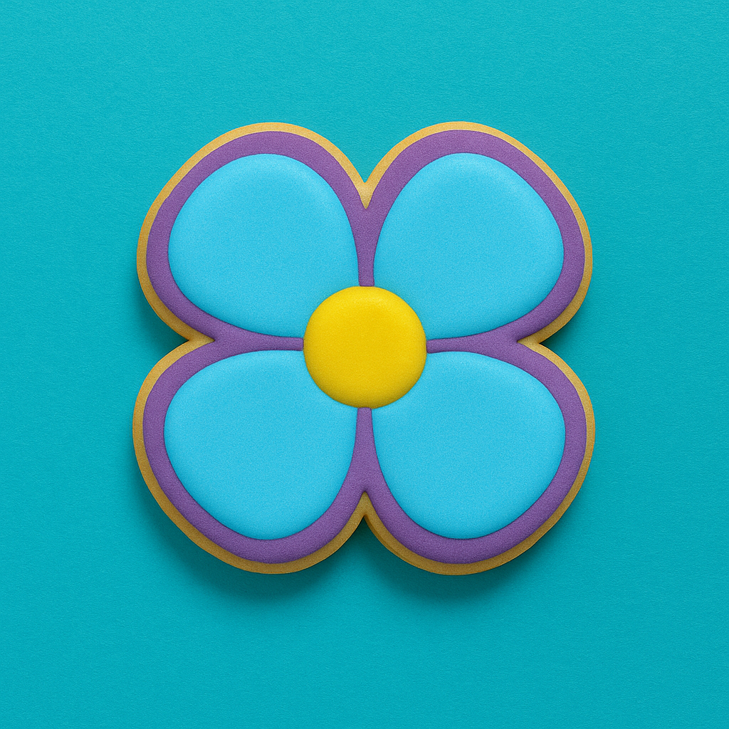Cookie made from a 2.25 inch Four Petal Flower Metal Cookie Cutter