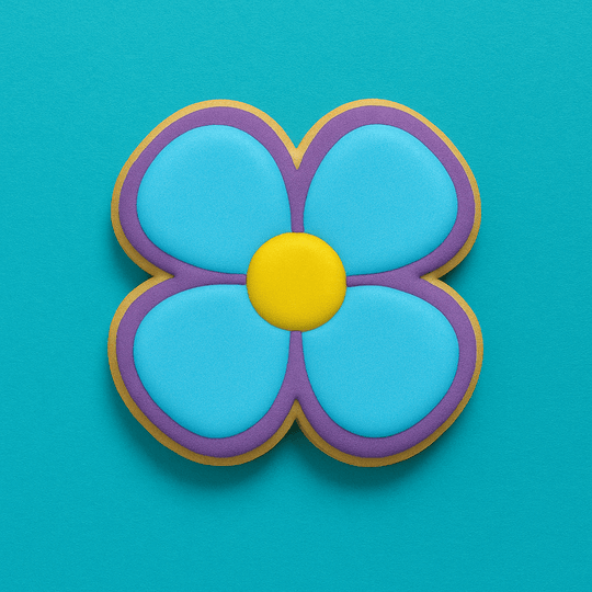 Cookie made from a 2.25 inch Four Petal Flower Metal Cookie Cutter