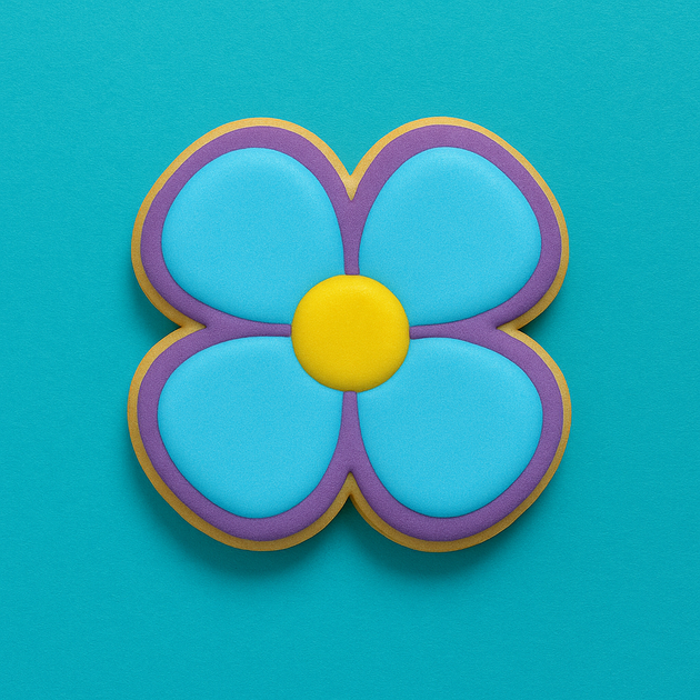 Cookie made from a 2.25 inch Four Petal Flower Metal Cookie Cutter
