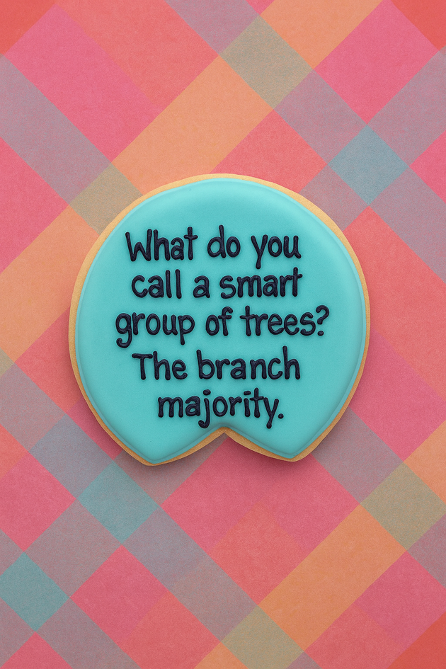 Cookie with joke from a 5 inch Plaque or Frame Metal Cookie Cutter