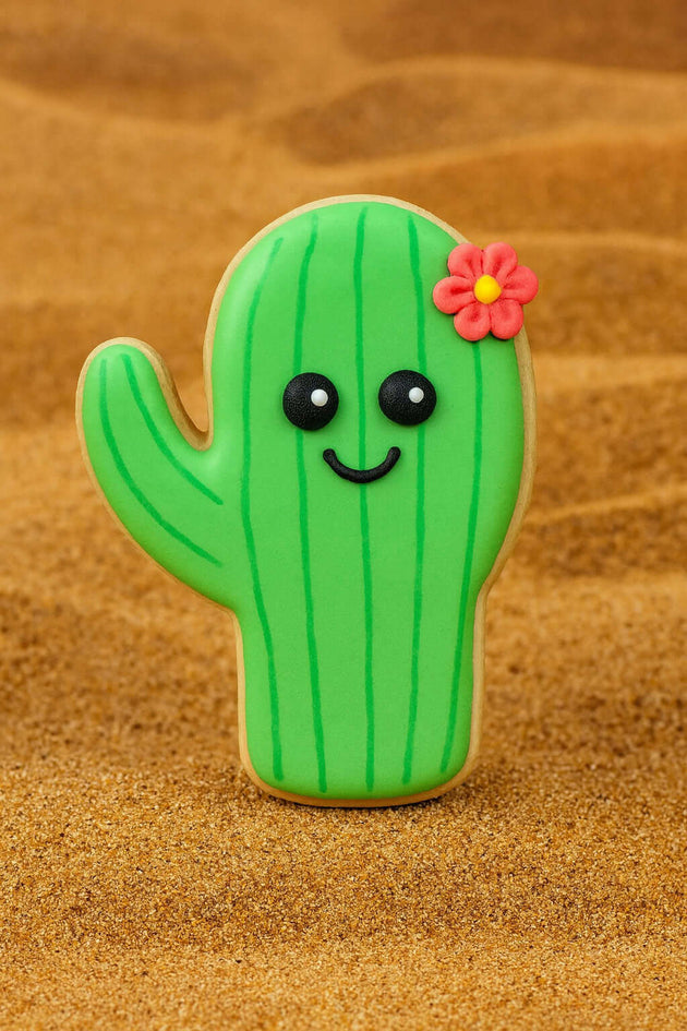 Cactus cookie from a 4.5 inch Cactus Metal Cookie Cutter