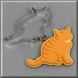 A 5 inch Cat Metal Cookie Cutter shown next to an orange cat-shaped sugar cookie with icing, on a gray background.