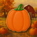 Cookie from a 2 inch Mini Pumpkin Metal Cookie Cutter on a farm background