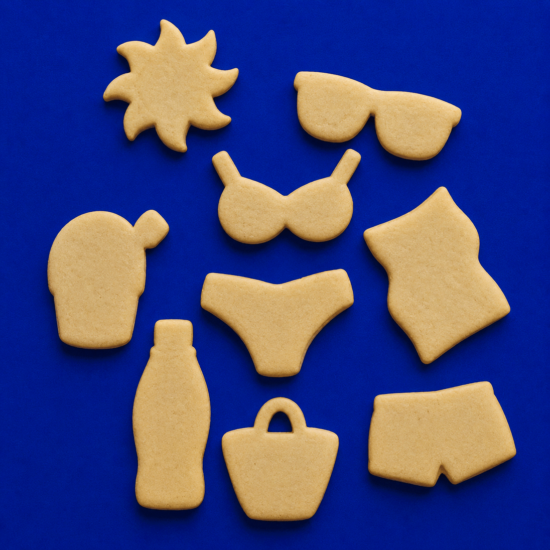 Plain cookies from a Set of Beach Metal Cookie Cutters