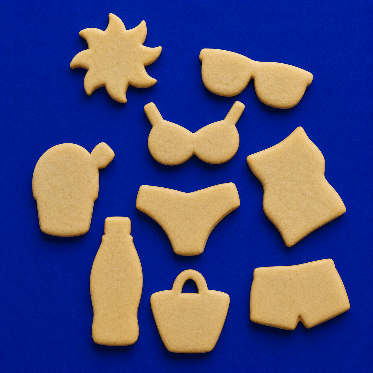 Plain cookies from a Set of Beach Metal Cookie Cutters