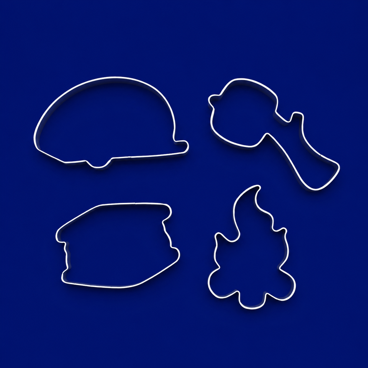 Set of 4 Camping Related Metal Cookie Cutters