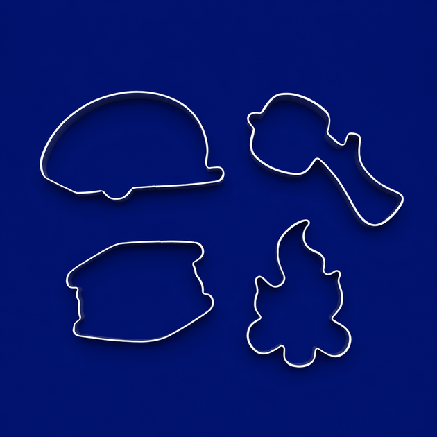 Set of 4 Camping Related Metal Cookie Cutters