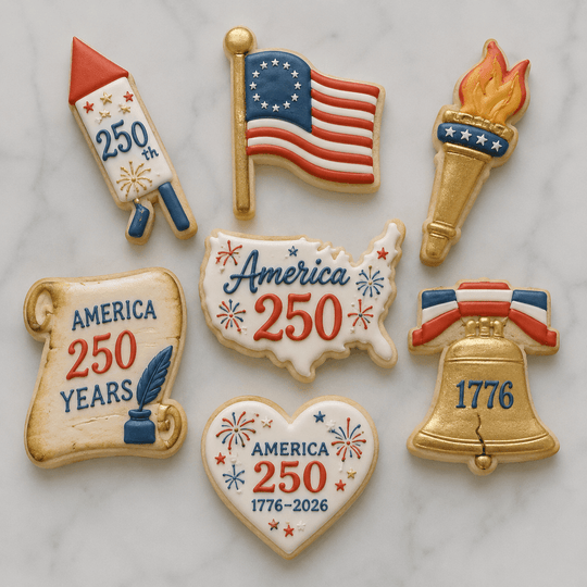 Decorated cookies from a Set of Patriotic Metal Cookie Cutters