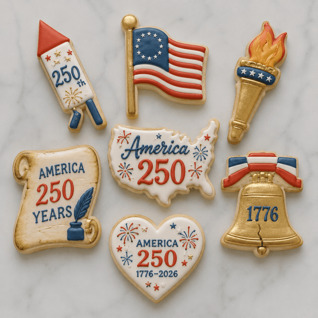 Decorated cookies from a Set of Patriotic Metal Cookie Cutters