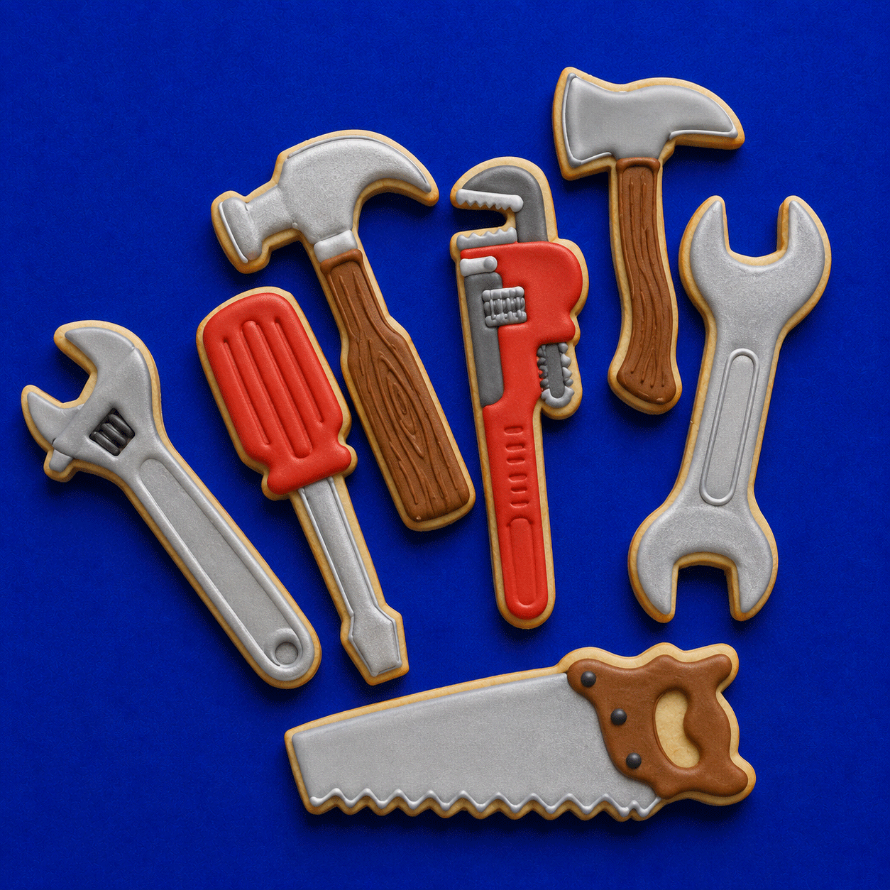 Decorated cookies from a Set of Tools Metal Cookie Cutters