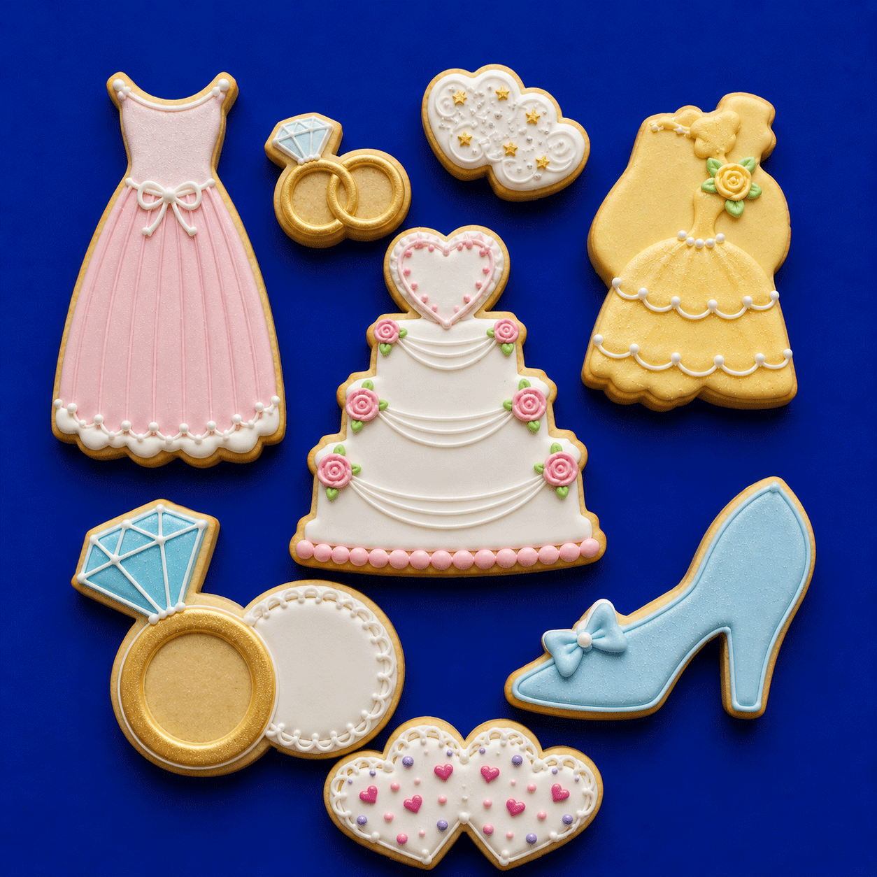 Decorated cookies from Set of Wedding Metal Cookie Cutters
