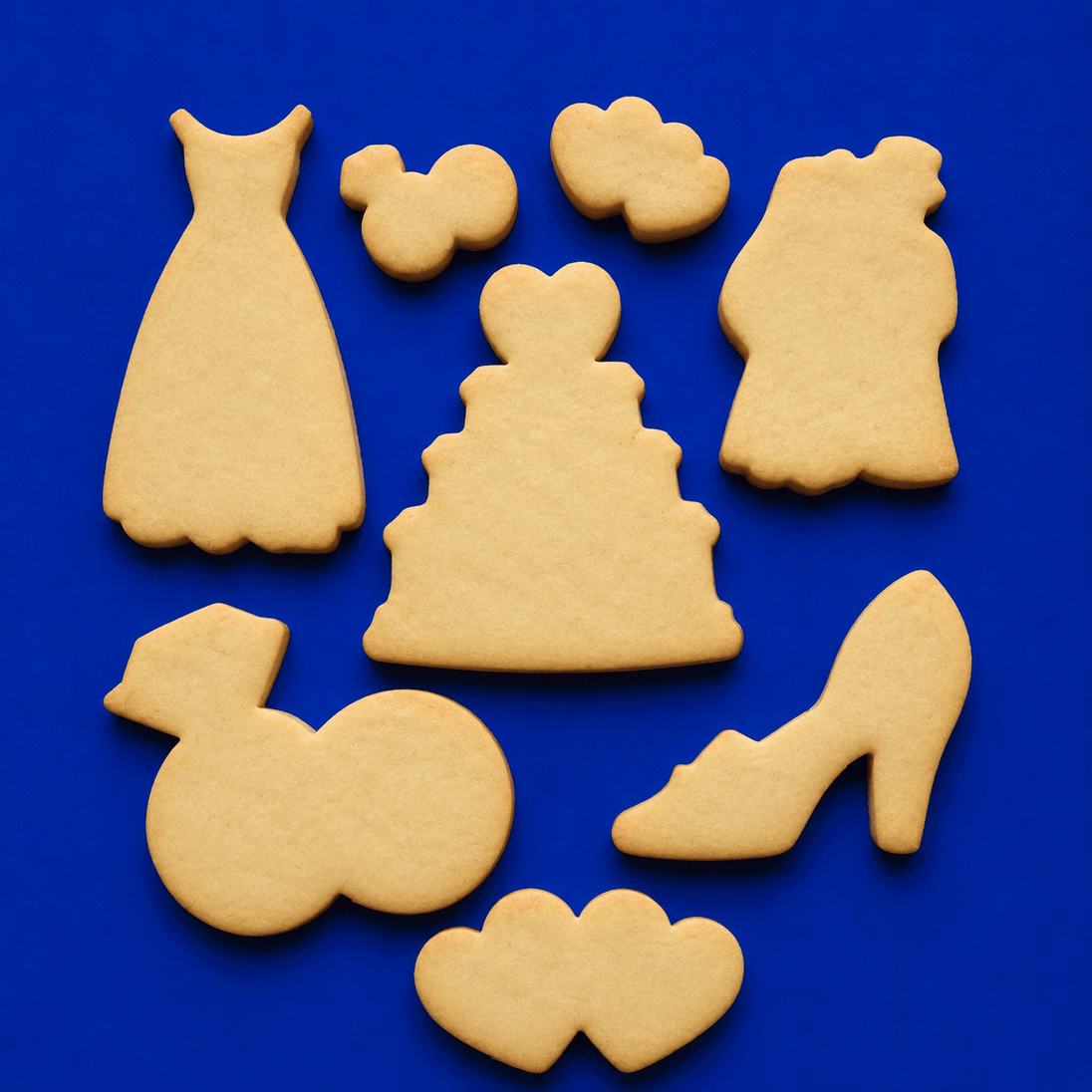 Plain cookies from a Set of Wedding Metal Cookie Cutters