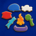 Solid decorated cookies from a Set of Camping Metal Cookie Cutters