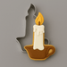 A 4 inch Candle Metal Cookie Cutter with a cookie decorated to resemble it on a gray background.