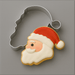4 inch Santa Face Metal Cookie Cutter with a decorated cookie on a gray background
