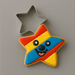 Multicolor star with it's cutter from a 2 inch Mini Star Metal Cookie Cutter