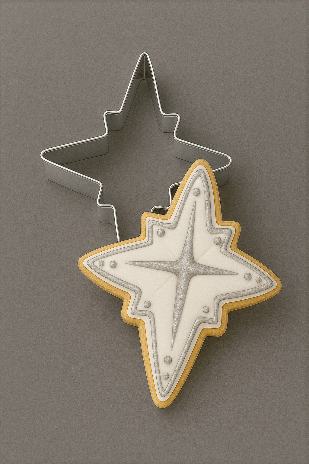 Star of Bethlehem decorated cookie with a 3.5 inch Star of Bethlehem Moravian Star Metal Cookie Cutter