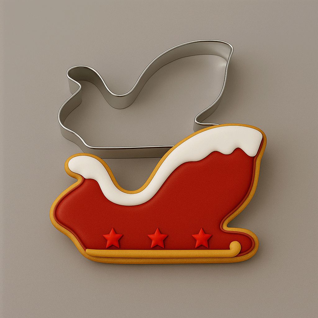 Santa sleigh decorated cookie with a 4.75 inch Santa's Sleigh Metal Cookie Cutter