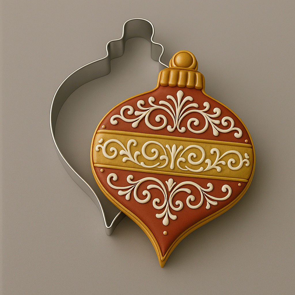Christmas ornament decorated cookie with a 4.25 inch Christmas Ornament Metal Cookie Cutter