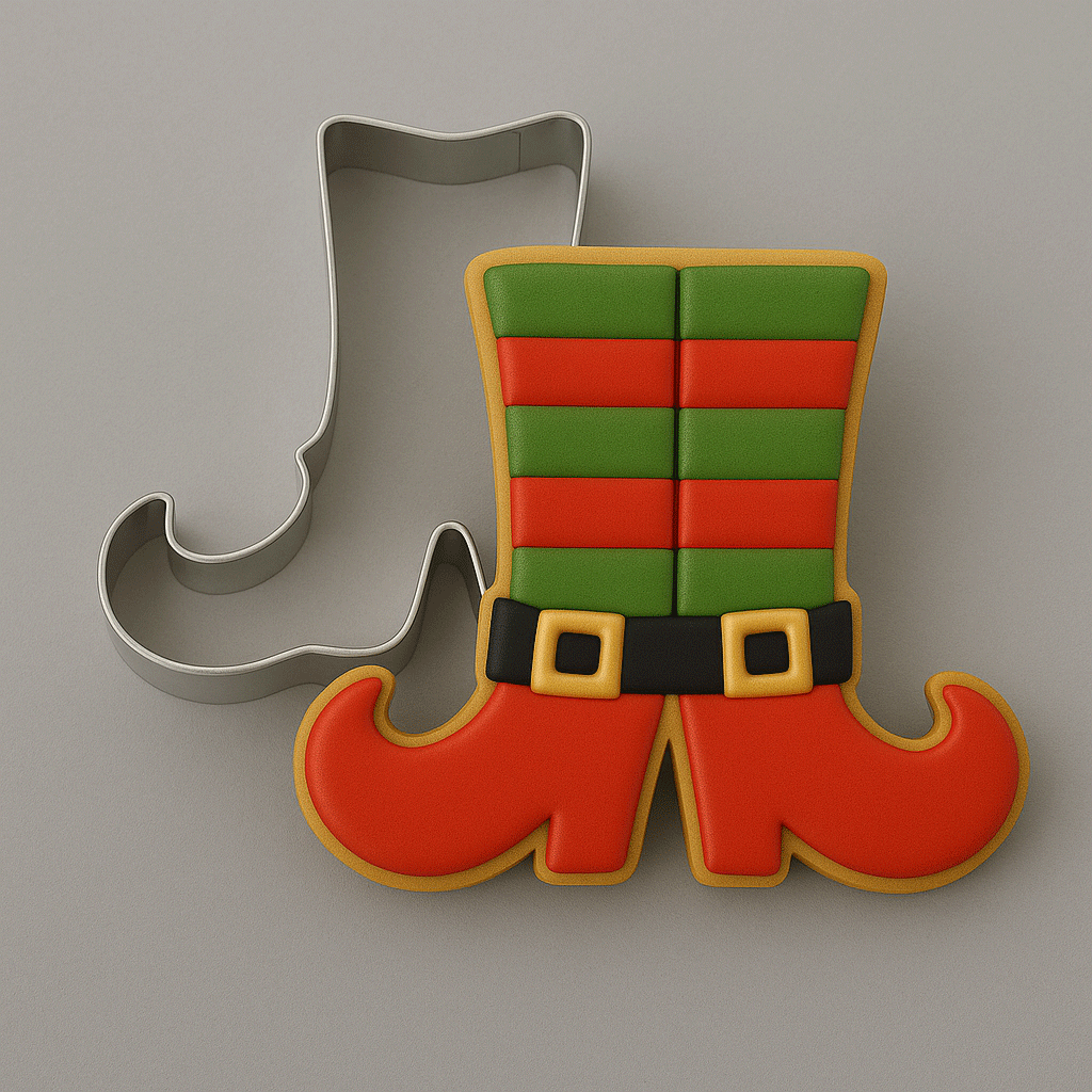 Elf legs decorated cookie with a 3.5 inch Elf Legs Metal Cookie Cutter