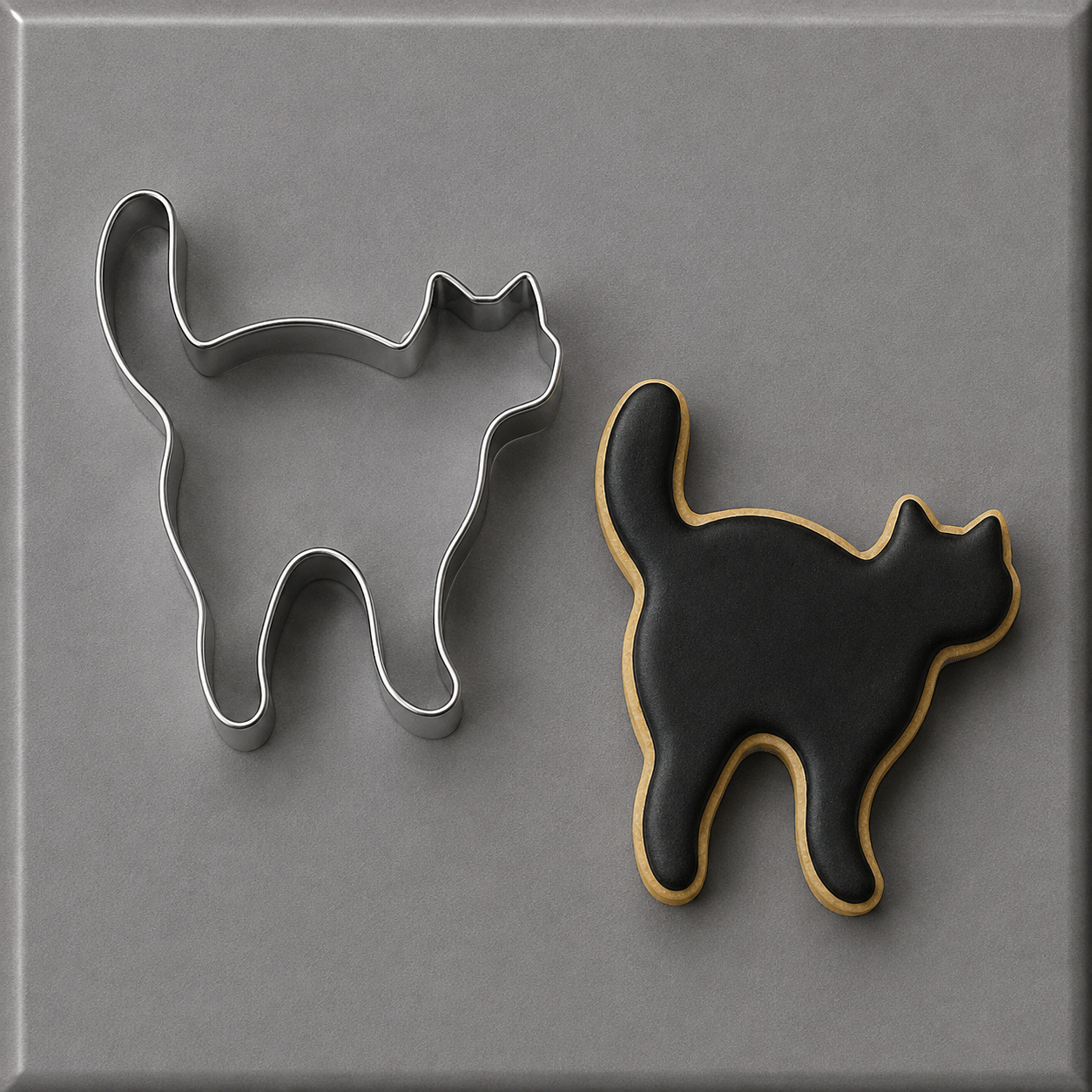 Black cat cookie with  a 3 inch Witch's Cat Metal Cookie Cutter