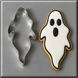 Ghost decorated cookie with a 5 inch Ghost Metal Cookie Cutter