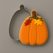 Pumpkin cookie decorated with leaves and a 4 inch Pumpkin Metal Cookie Cutter