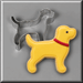 A yellow lab and red collar along side a 2.25 inch Mini Labrador Retriever Metal Cookie Cutter