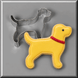 A yellow lab and red collar along side a 2.25 inch Mini Labrador Retriever Metal Cookie Cutter