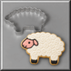 A decorated cookie to look like a sheep and a 3 inch Woolly Lamb Sheep Metal Cookie Cutter