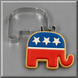 An elephant cookie decorated as a flag leaning against a 3.25 inch Elephant Metal Cookie Cutter