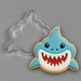 A frontal view of shark and a 4 inch Shark Metal Cookie Cutter