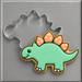 Green and tan dinosaur cookie and a 4 inch Stegosaurus Metal Cookie Cutter