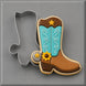 Decorated cookie and cutter from a 3 inch Cowboy Boot Metal Cookie Cutter
