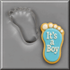 Blue foot cookie that says It's a Boy and a 3.5 inch Right Foot Metal Cookie Cutter
