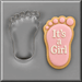 Pink foot cookie that says It's a Girl and a 3.5 inch Left Foot Metal Cookie Cutter
