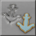 Blue anchor cookie next to a 4.5 inch Anchor Metal Cookie Cutter