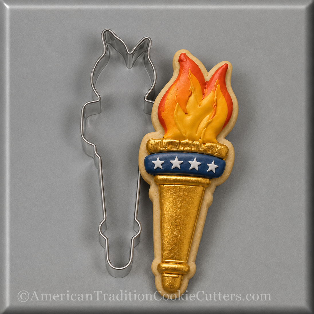Decorate cookie and cutter from a 5 inch Torch Metal Cookie Cutter
