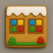 Gingerbread house cookie with colorful windows on a gray background from a 5.63 inch Gingerbread House Side Metal Cookie Cutter