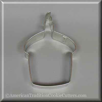 4" Cupcake with Candle Metal Cookie Cutter