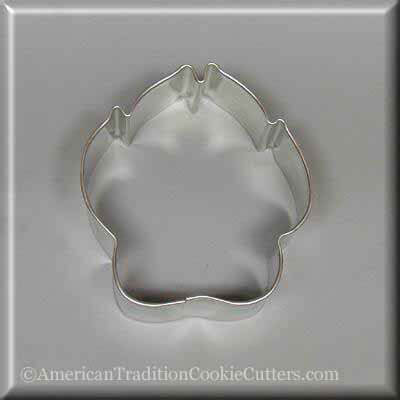 3 inch Dog Paw Metal Cookie Cutter in silver color, perfect for pet-themed baking and animal lovers.